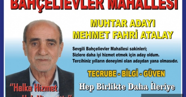 Mehmet Fahri Atalay - Bahçelievler Mahallesi Muhtar Adayı